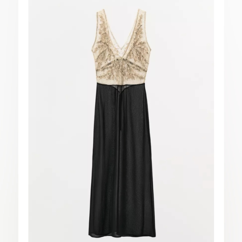 Zara Beaded Texture Combination Dress - Picture 8 of 11